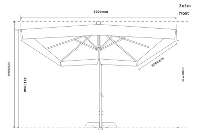 "Корсика" зонт уличный 3х3м на боковой алюминиевой опоре, цвет под дерево