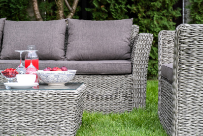 "Капучино" лаунж-зона из искусственного ротанга (гиацинт), цвет серый