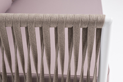 "Касабланка" правый модуль плетеный из роупа, каркас алюминий светло-серый (RAL7035) муар, роуп серо-коричневый 23мм, ткань бежевая 052