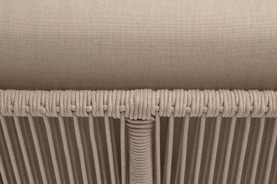 "Канны" угловой модуль плетеный из роупа, каркас алюминий белый муар, роуп бежевый круглый, ткань бежевая 15052