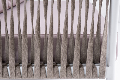 "Касабланка" правый модуль плетеный из роупа, каркас алюминий светло-серый (RAL7035) муар, роуп серо-коричневый 23мм, ткань бежевая 052