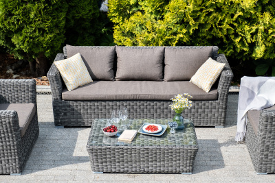"Капучино" лаунж-зона из искусственного ротанга, цвет графит