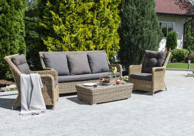 "Гляссе" лаунж-зона из искусственного ротанга, цвет соломенный